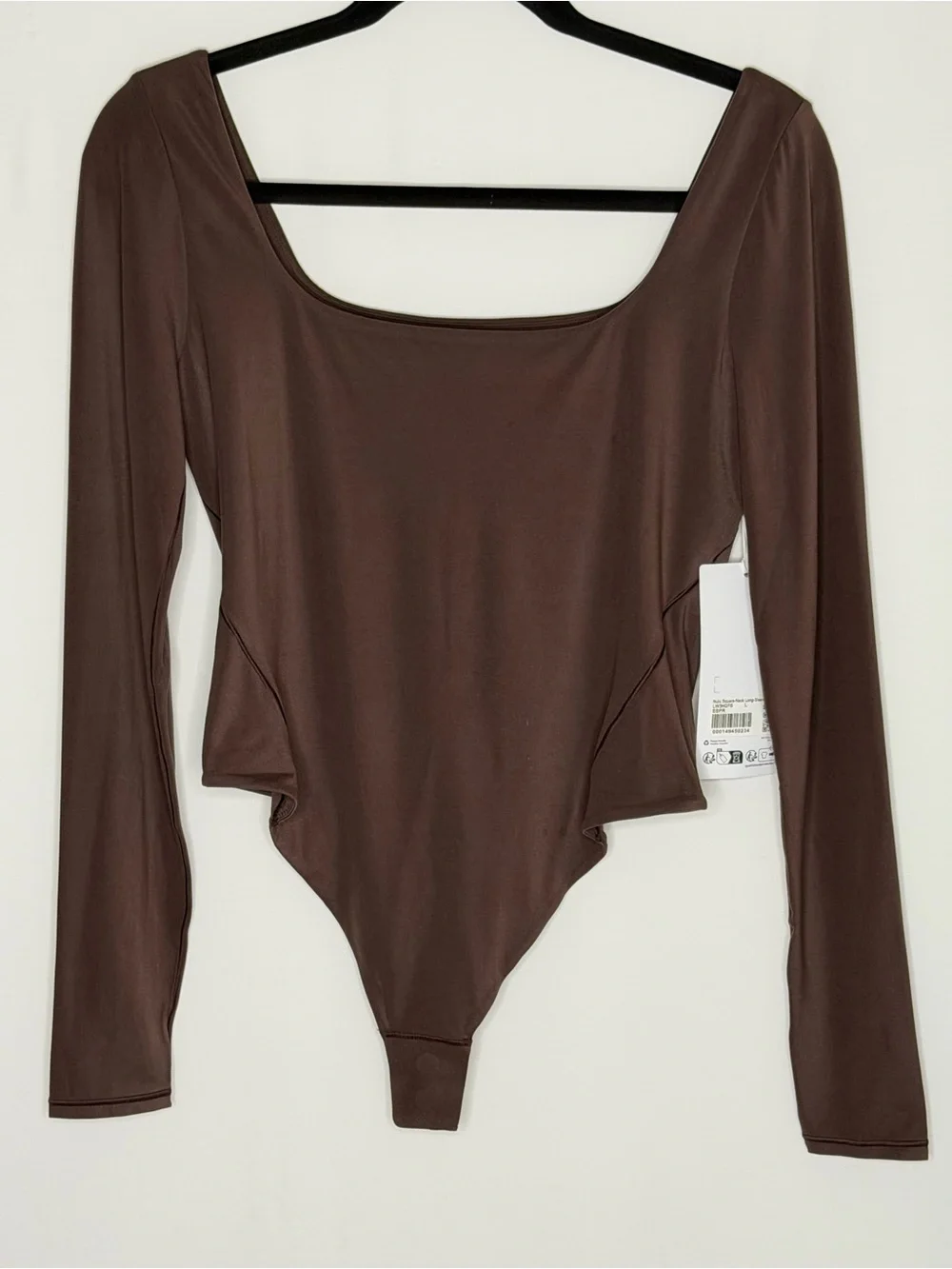 NWT Lululemon Wundermost Square-Neck Bodysuit - Espresso Brown Nulu Sz L
